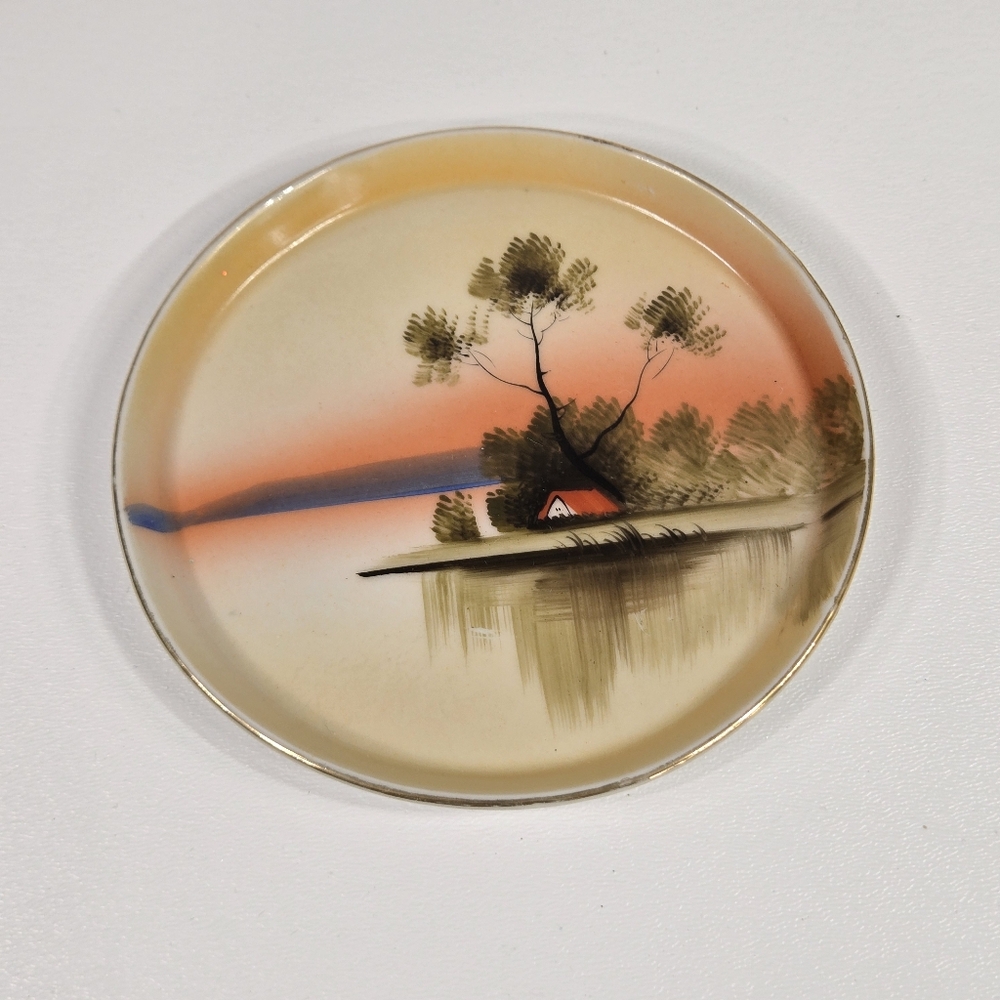 Antique Porcelain Made In Japan Tree In The Meadow Trinket Dish Catchall Japan - Picture 6 of 17
